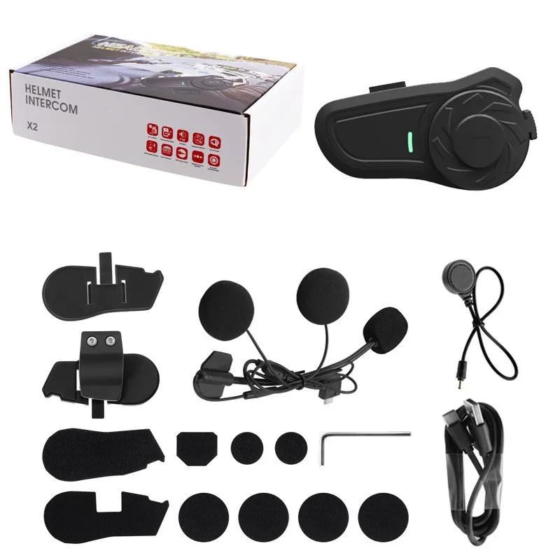 Wireless Intercom BT5.0 Motorcycle Interphone For 2 Riders Full Duplex Talking Hands-free Communicator With Fm IP65