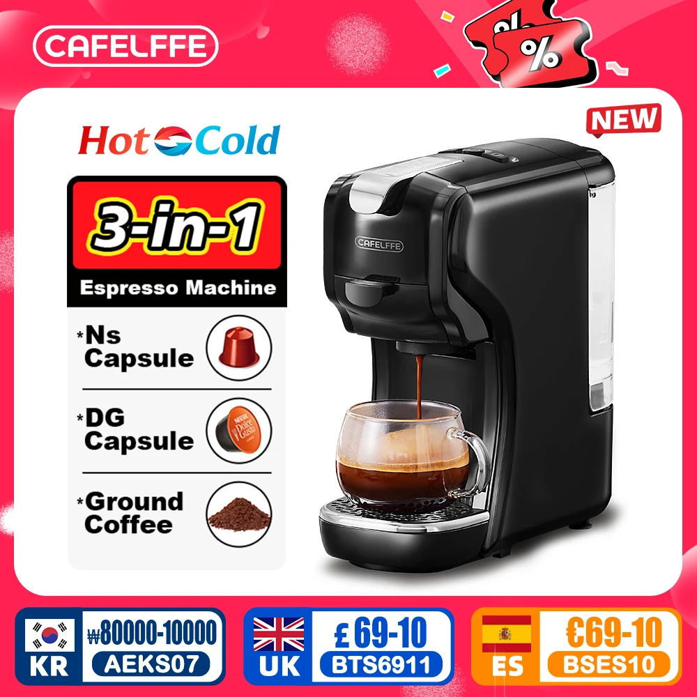 Cafelffe Kapselkaffeemaschine Espressomaschine DG Cappuccino Nes Kapselhersteller Cafeteria Geschenk für Liebhaber, Papa, Mutter, 19 Bar heiß/kalt