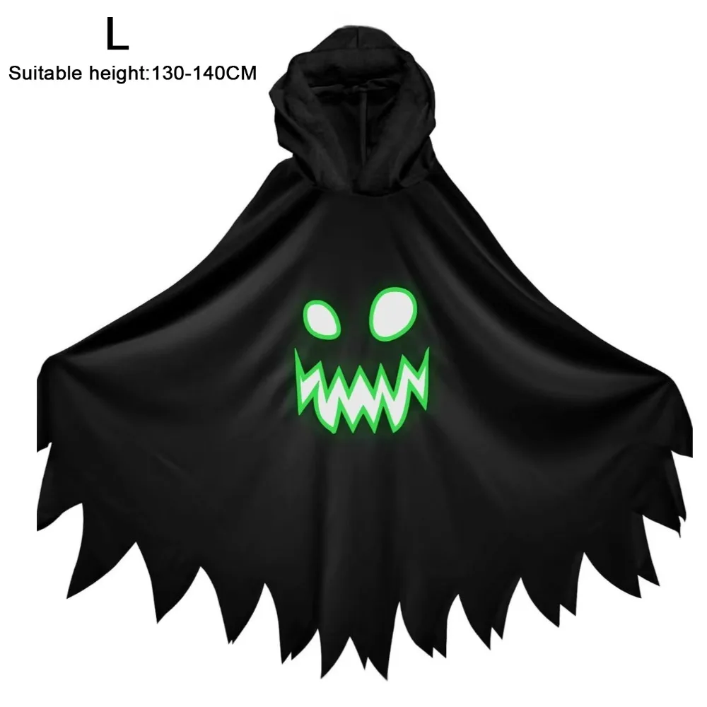 

Белый, черный костюм на Хэллоуин, дизайн лица призрака, светящийся в темноте, накидка для косплея призрака, накидка, шаль, костюм тыквы
