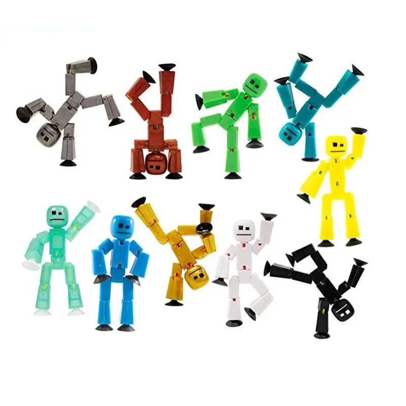 Suction Cup Stickbot Toys Kids DIY Sticky Robot Action Figure Toy with Sucker Deformable Robbot Children Toys Gifts Color Random