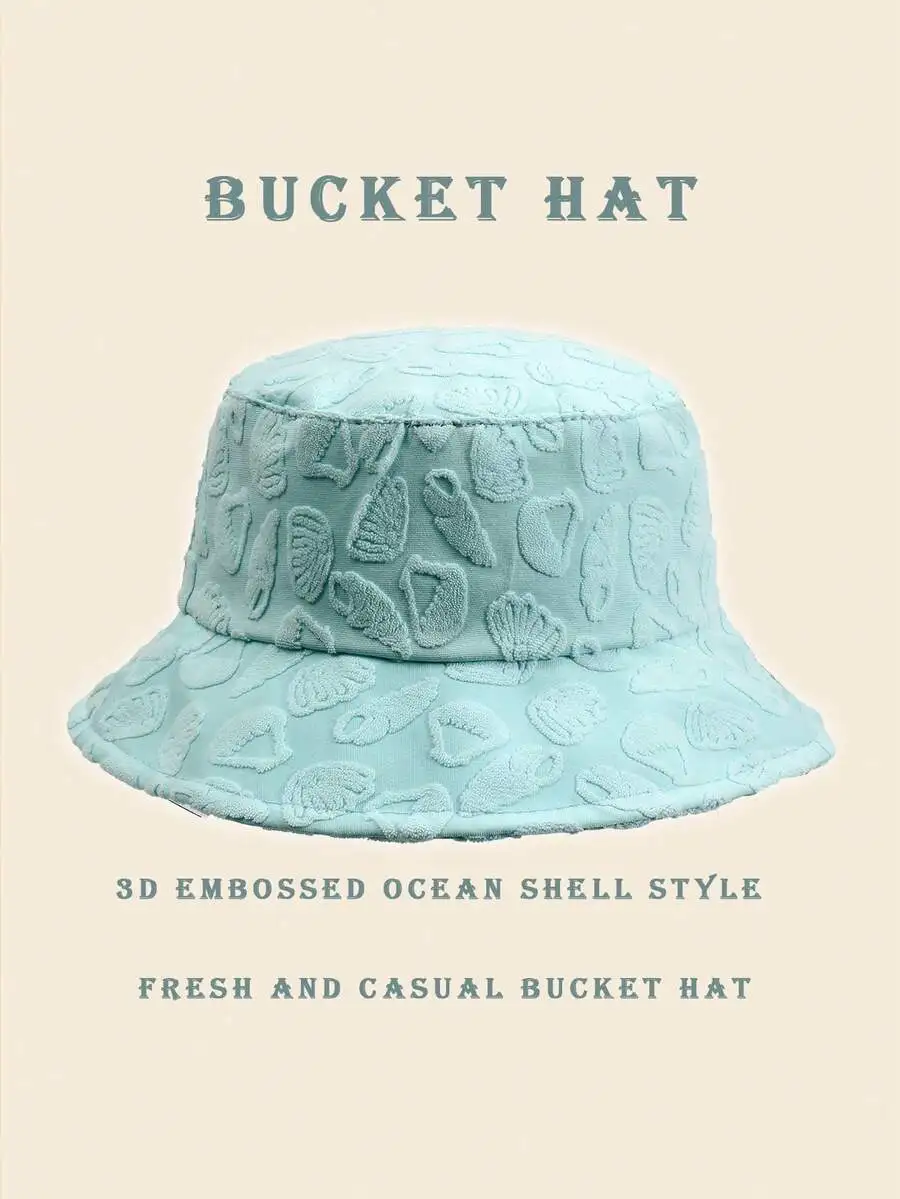 1pc Polyester Casual Street Style Sun Wave Pattern Bucket Hat, Suitable For Spring, Summer, Autumn And Winter