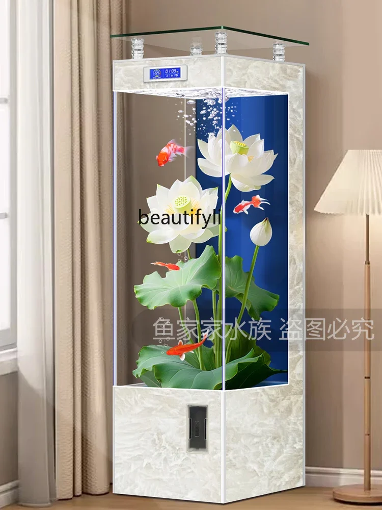 Jinjing Super White Glass Fish Tank Living Room Vertical Floor Intelligent Ecological Change Water Aquarium