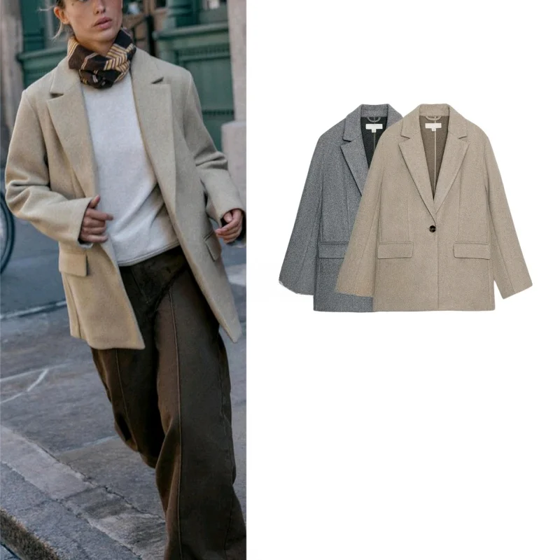 

Осенний новый женский костюм из мягкого материала Long Sve на пуговицах с отложным воротником Jaet Casual Sle Slim Fit ort...