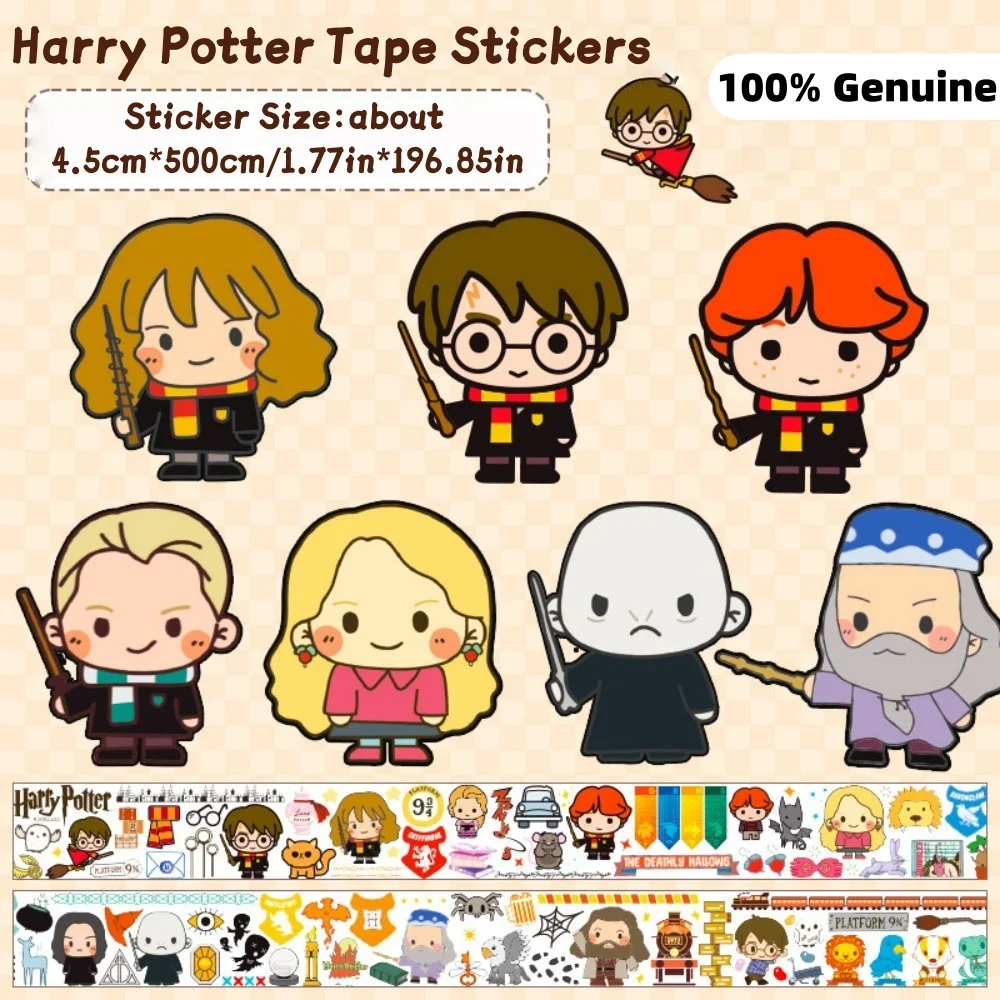 Cinta adhesiva auténtica de Harry Potter, pegatinas de la serie Hogwarts de dibujos animados, juguetes para botellas de agua, guitarras, planificadores, calcomanía decorativa, regalo para niña