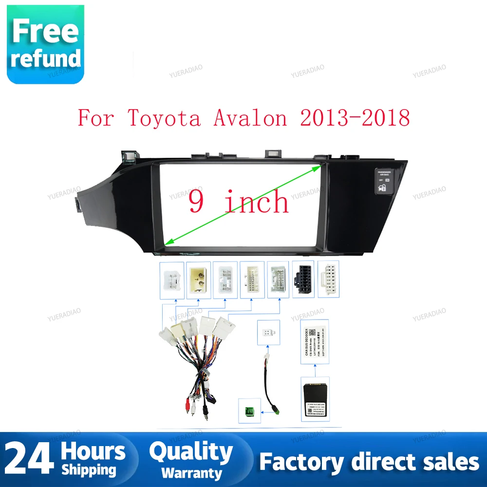 

Car Radio Fascias Frame For Toyota Avalon 2013-2018 9 inch 2DIN Stereo Panel Wiring Harness Power Cable Adapter Canbus Decoder