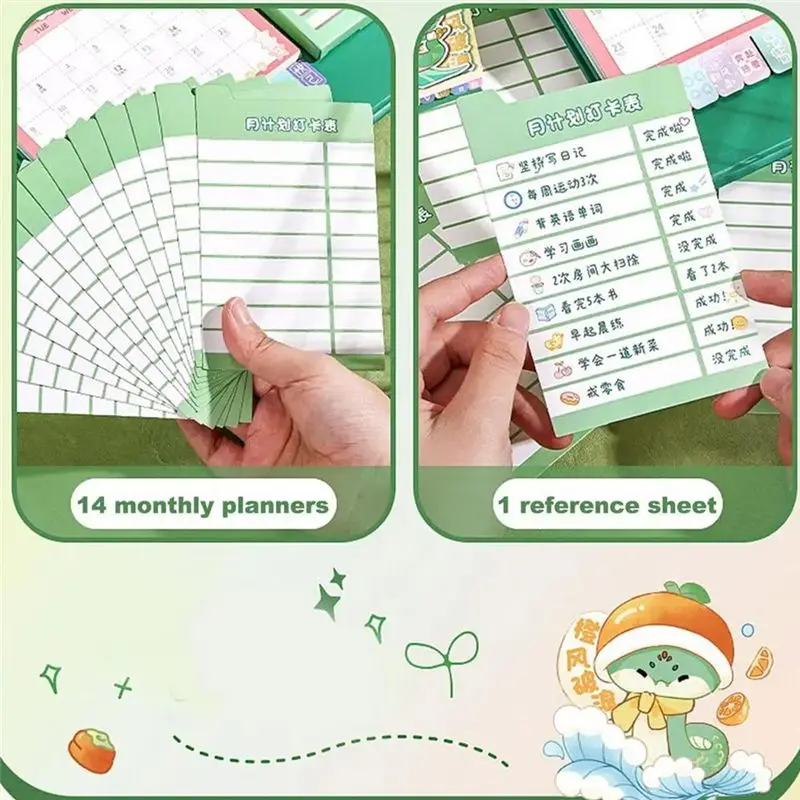 A68P-2025 Desk Calendar Year Of The Snake Tabletop Flipes Monthly Calendar Schedules Planner With Labels For Kids Planning