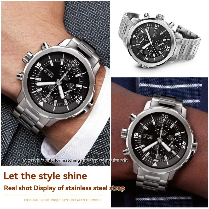 Solid Stainless Steel strap For IWC AQUATIMER FAMILY IW376805 376711 IW329001 IW376804 IW376708 Quick release Watchband 22mm