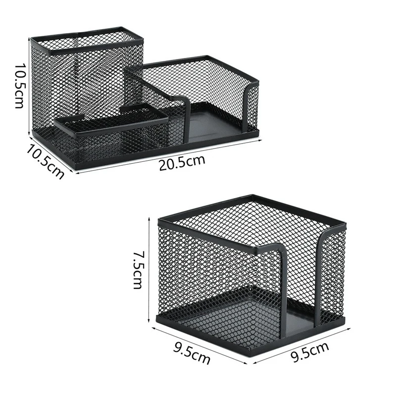 3 Pack Mesh Desk Organizer, Metal Mesh Sticky Notes Holder Pencil Holder Card Case Memo Dispenser Office Supplies Caddy