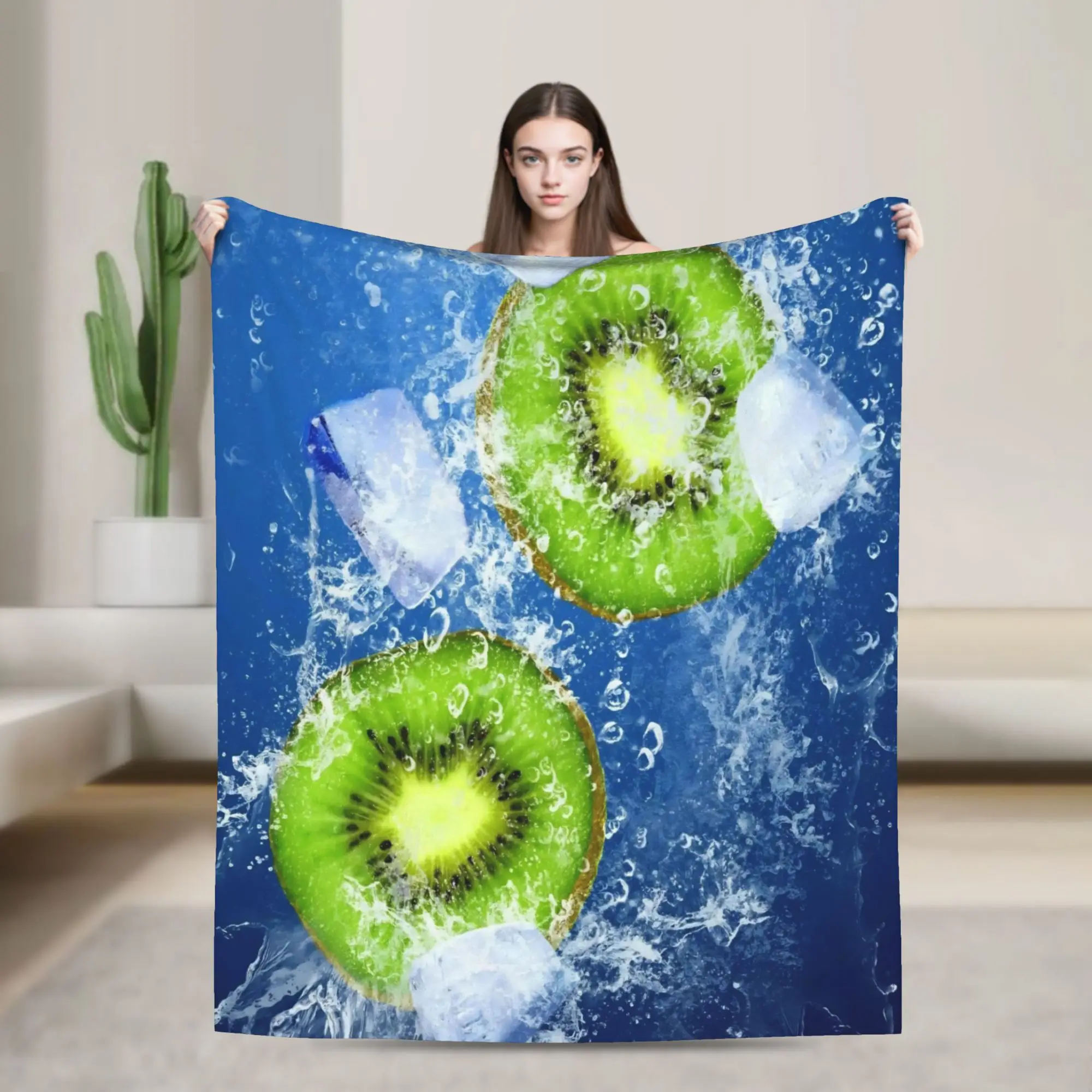 Kiwis Fruit Frutiger Aero Blanket Cover   Fuzzy Throw Blanket Bedroom Sofa Personalised Ultra-Soft Warm Bedspreads