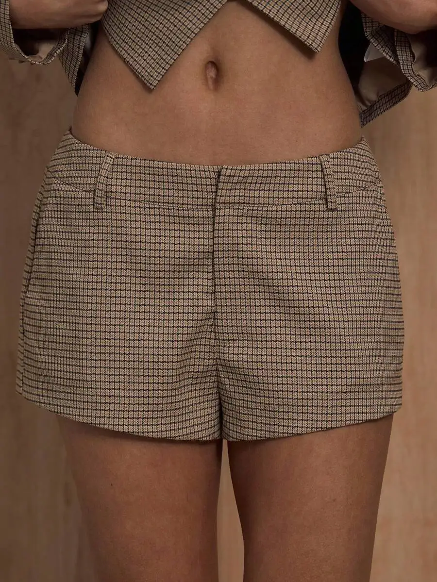 

High Waisted Checkered Mini Shorts Casual Party Summer