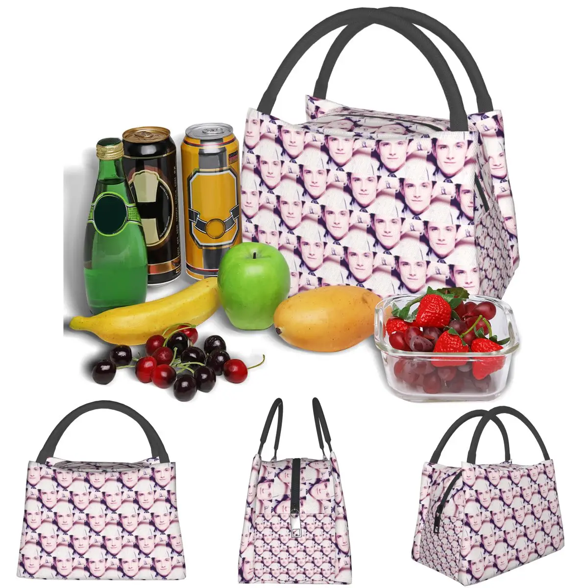 Josh Hutcherson Whistle Meme Song Music Lightweight Handheld Insulated Lunch Bag Aluminum Foil Liner for Adults Students Travel
