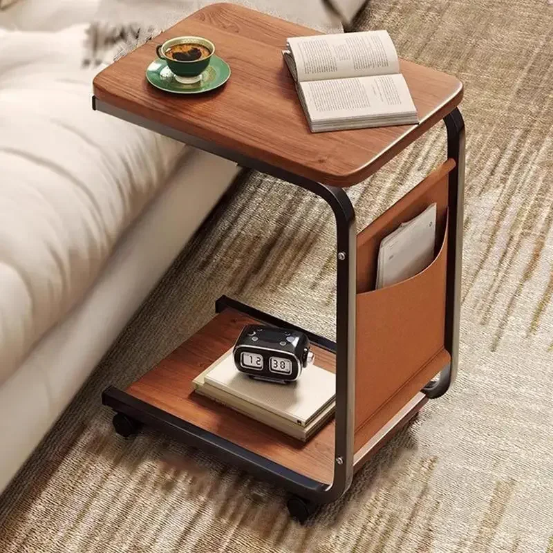 C Shaped Side Table for Living Room, Mobile Coffee Table, Sofa Side Cabinet, Simple Small Square Table, Bedroom Bedside Table