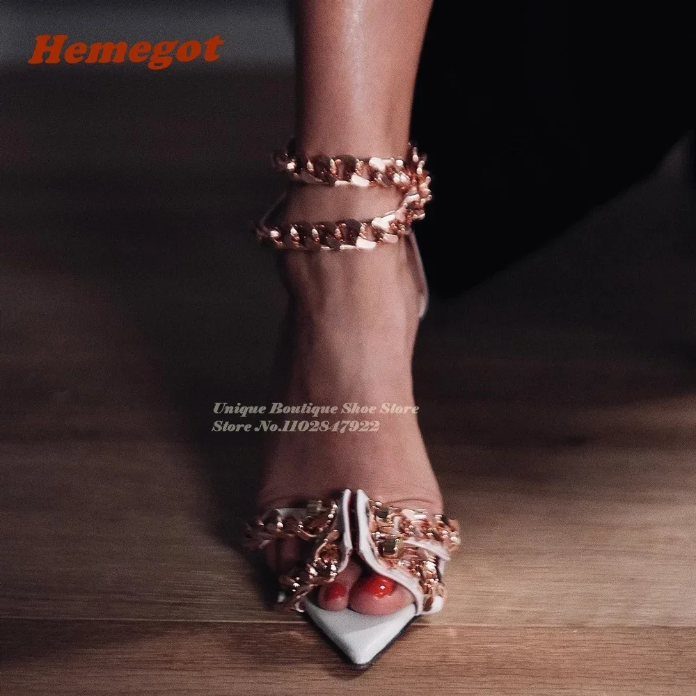 Black Metal Decor Sandals Open Toe Stiletto Heeled Women\'s Sandals 2023 New Summer Buckle Party Wedding Shoes Plus Size 46 Sexy