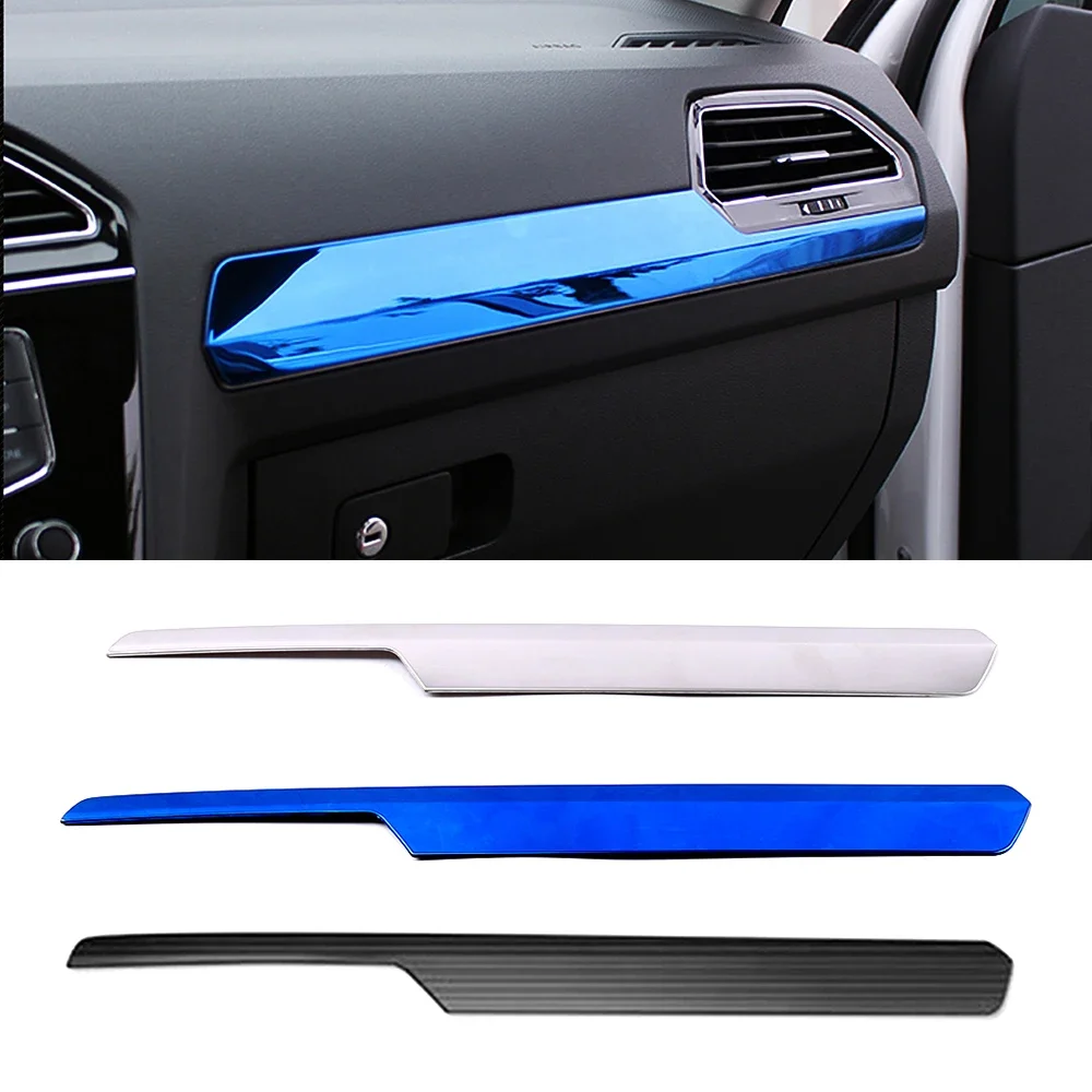 For Volkswagen VW Tiguan MK2 2017-2019 LHD Central Console Dashboard Cover Glove Box Trim Interior Stainless Steel Sticker