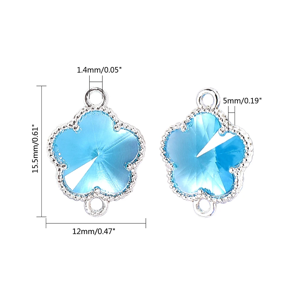 50 قطعة من موصلات الزهور الزجاجية من PandaHall، حواف خلفية مفتوحة بحافة فضية، قلادات من سبائك صديقة للبيئة لصنع المجوهرات بنفسك #5