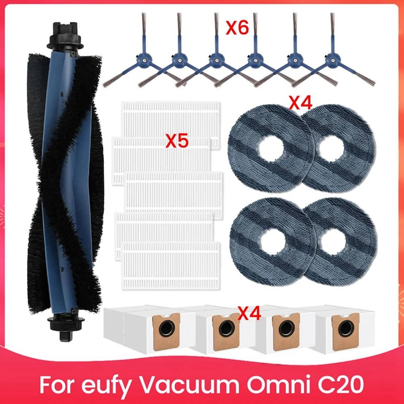 

A78E-Replacement Parts For Eufy Vacuum Omni C20 Main Side Brush Hepa Filter Mop Cloth Dust Bags Accesories Kit