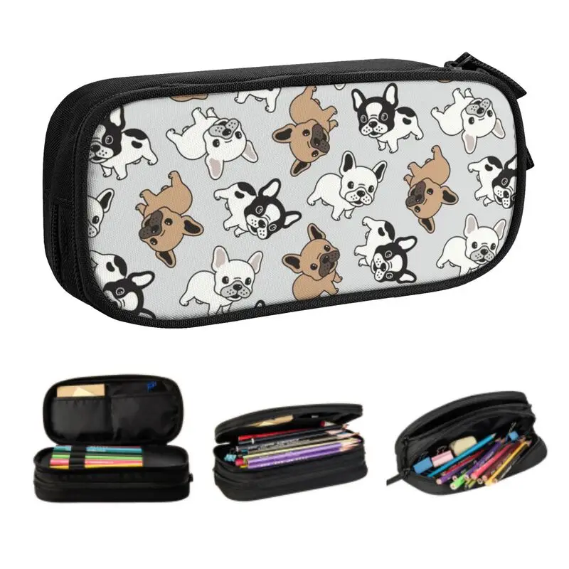 Frenchie French Bulldog School Pencil Cases Boy Girl Large Capacity Dogs Lover Pencil Box Students Stationery