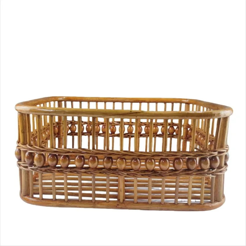 سلة خرز للأطفال من الخيزران العتيق وكرسي سرير - دعائم تصوير لحديثي الولادة أثاث تصوير فوتوغرافي أساسي للاستوديو للرضع للتصوير