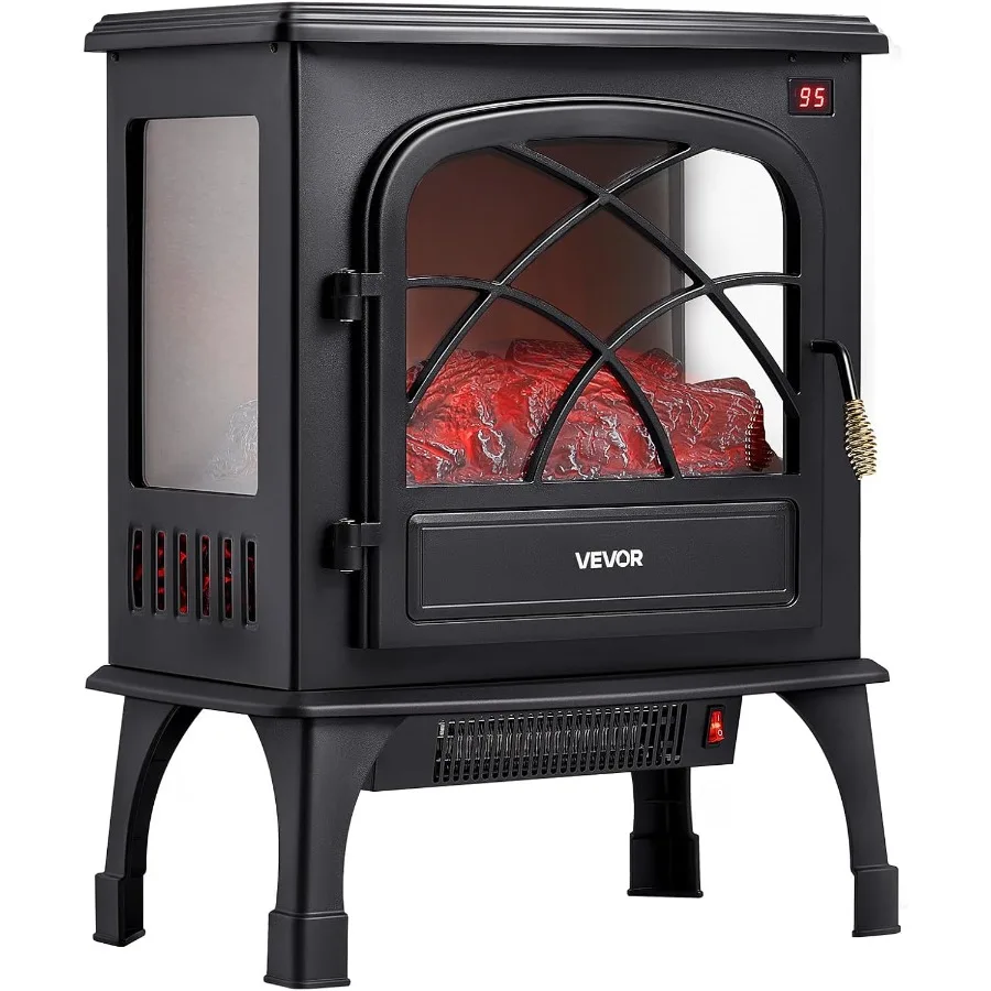 

25.5inch Freestanding Electric Fireplace Stove with 1500W Heating Power and 5120BTU Output Portable Design Featuring Overheatin
