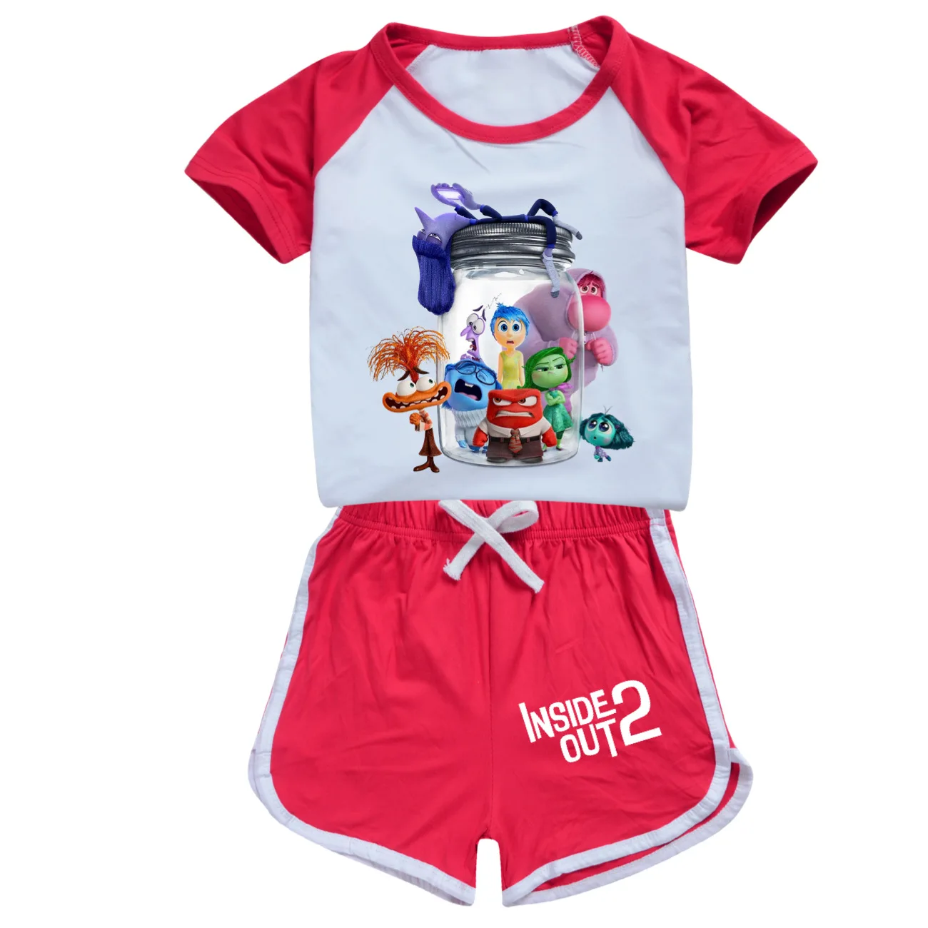 Maglietta Inside Out 2 Pijamas Kids JOY SADNESS Clothes Junior Boys Short Sleeve T-shirt Shorts 2pcs Set Toddler Girls Sportsuit