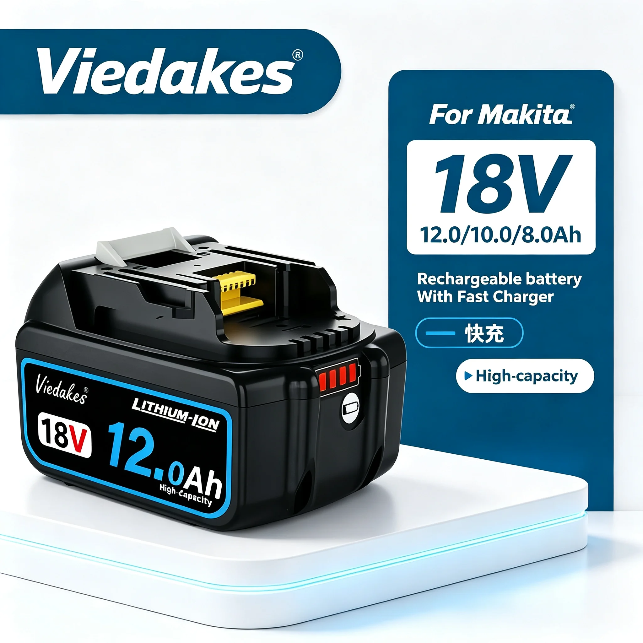 New Replacement For Makita 18V Battery 12.0/10.0/8.0Ah Li-ion Battery With Charger Compatible BL1860 BL1850 BL1840 LXT400