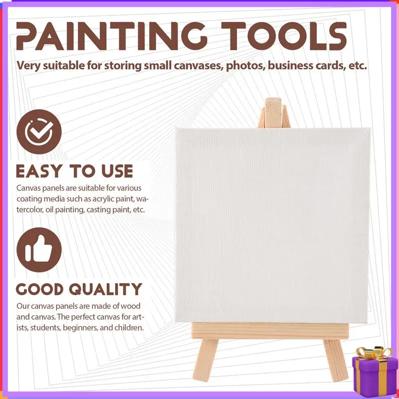 

Advanced 20Pcs Mini Canvas Drawing Board With Easel, Painting Canvas Panel, Suitable For Art Painting Party Supplies