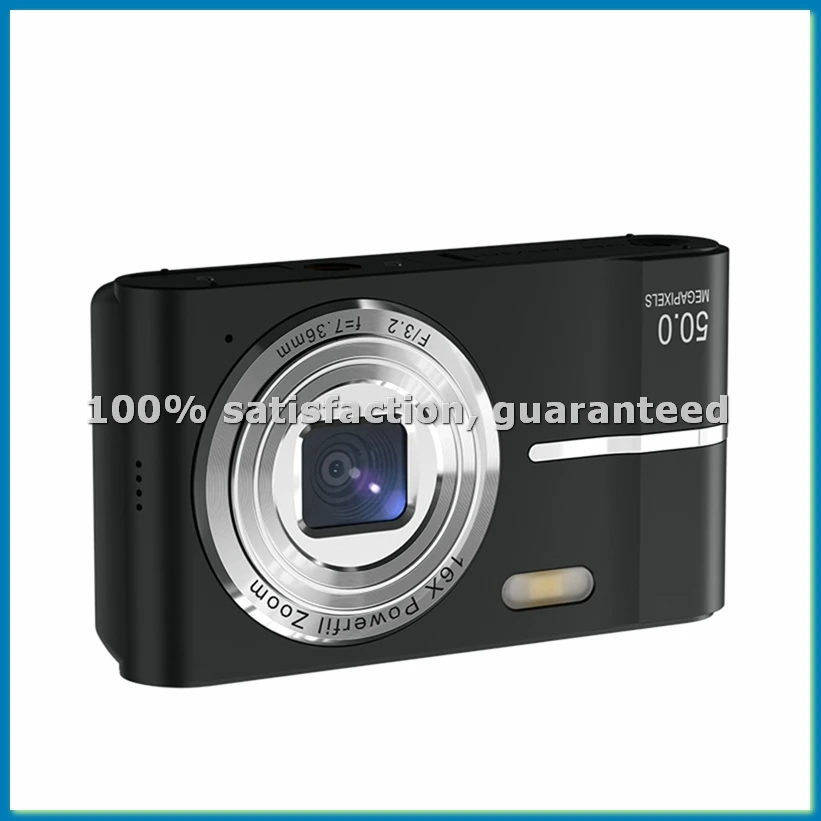 2.4 Inch Retro Digital Camera 4K HD Small Portable CMOS Mini Camera 50MP 16x Zoom Video Recorder Camera Black-ROWI