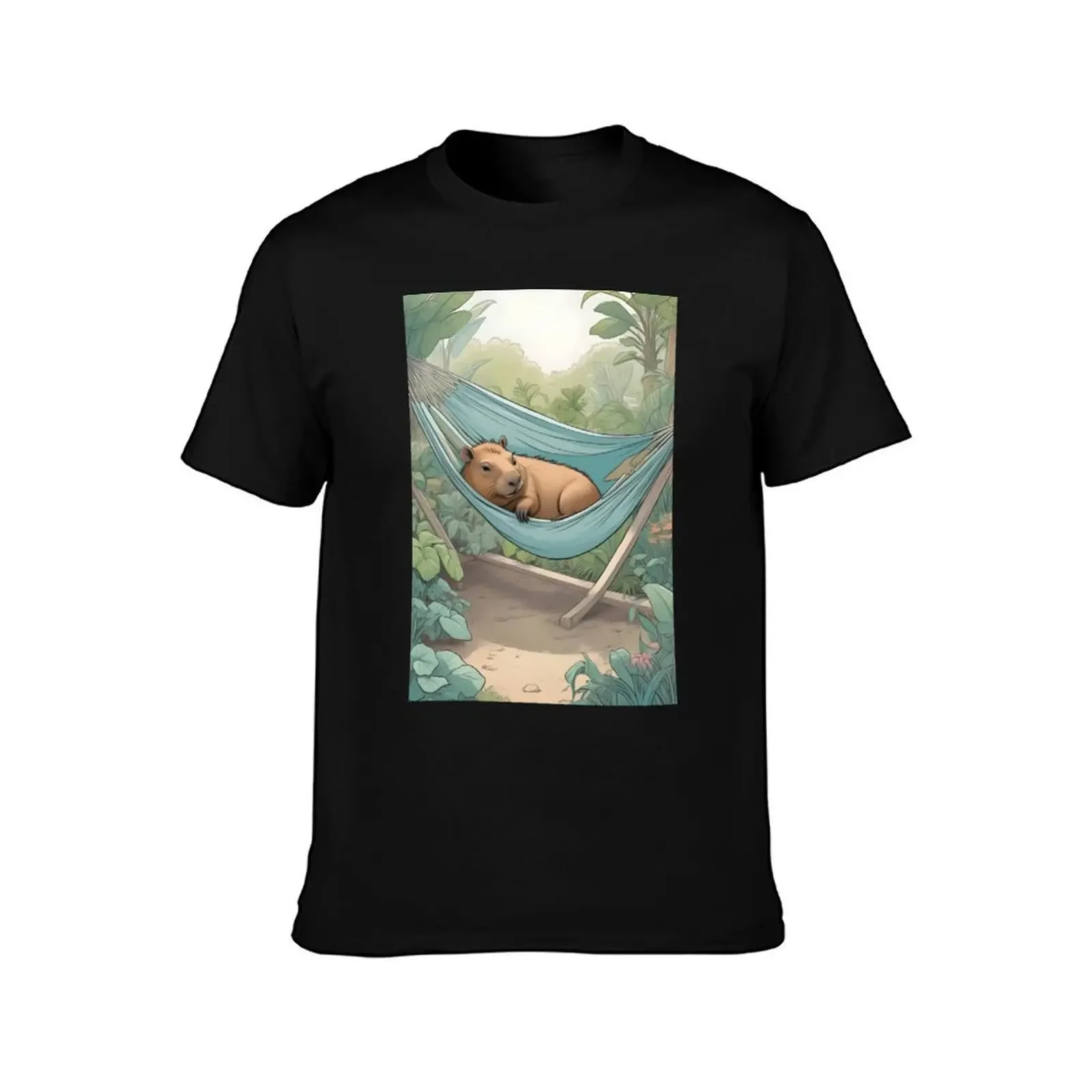 Capybara Calm in the Hammock T-Shirt shirts graphic customs mens plain t shirts