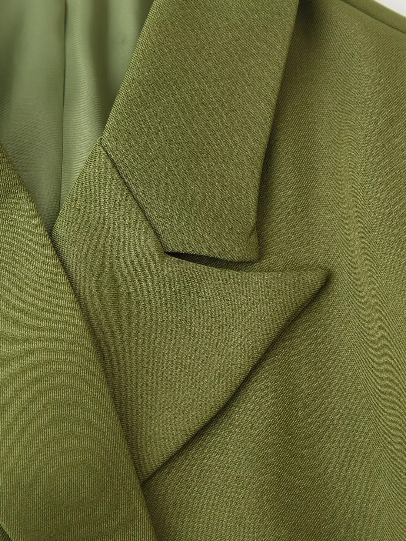 Suninheart Olive Green Asymmetric Blazer & Pants Set – Women's Ruched Waist Suit Two Piece Office Lady Autumn Fashion