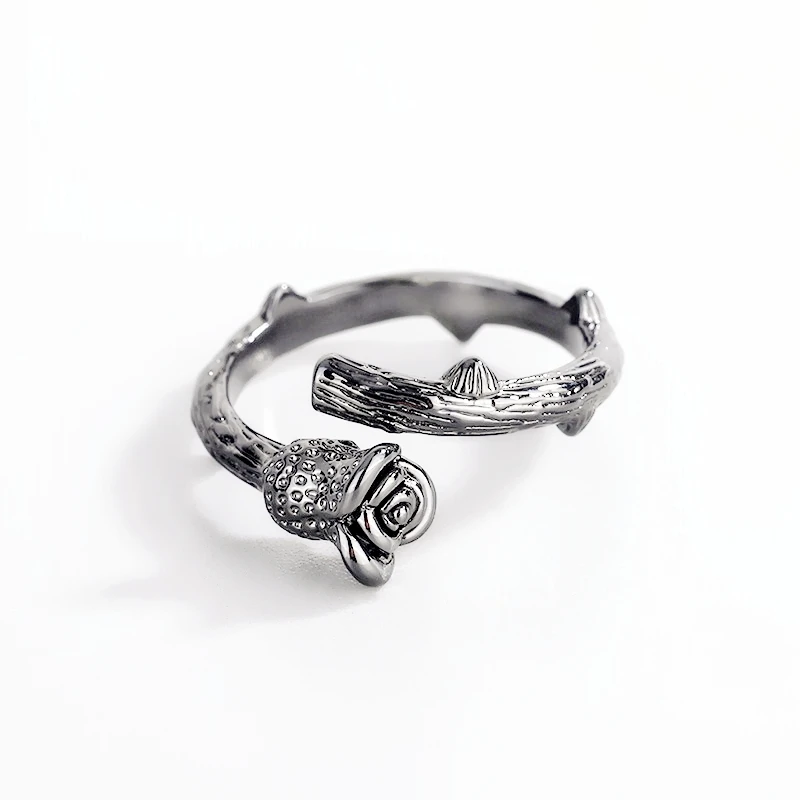 Rose Simple Fresh 925 Sterling Silver Temperament Personality Female Trendy Resizable Opening Rings RI020