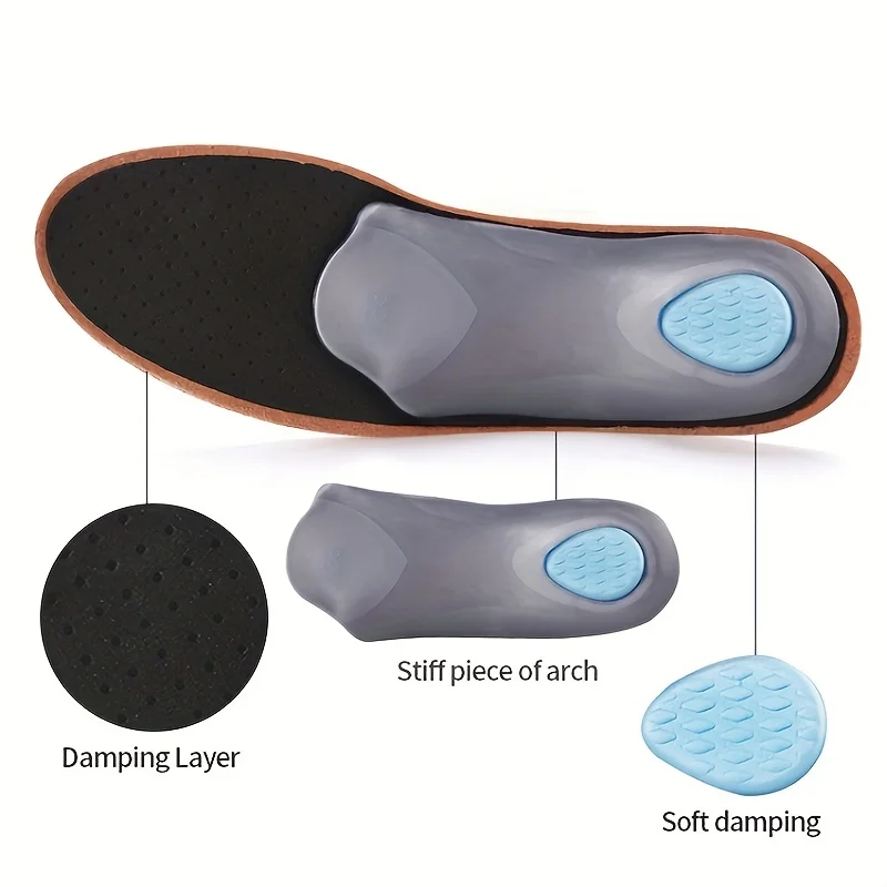 Leather Orthopedic Insoles Arch Support Insole Flat Feet Plantar Fasciitis Shoe Pads Quality Leather Deodorising Shoe Sole 1Pair