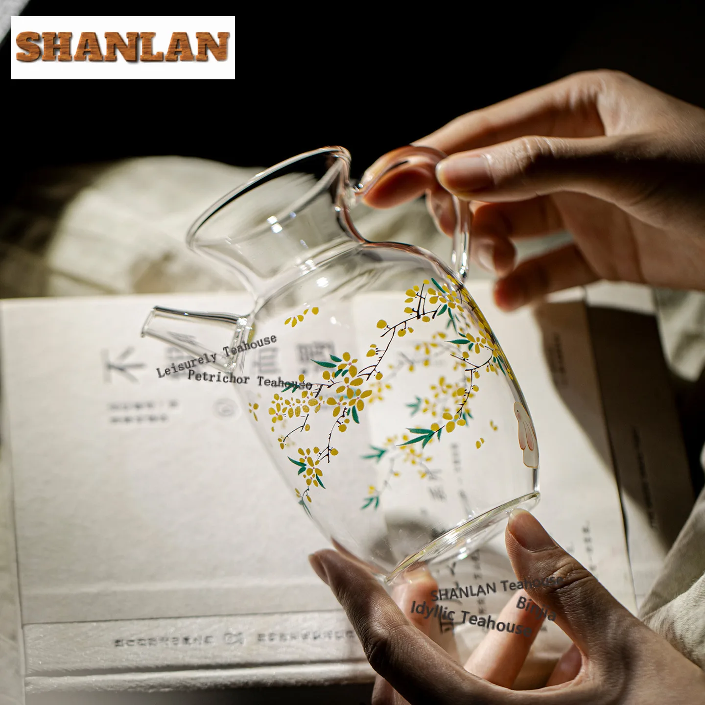 

340ml Laurel Rabbit Glass Teapot Japanese Tea Infuser Pot Tea Making Kettle With Strainer Green Tea Tea Ceremony Gift Craft