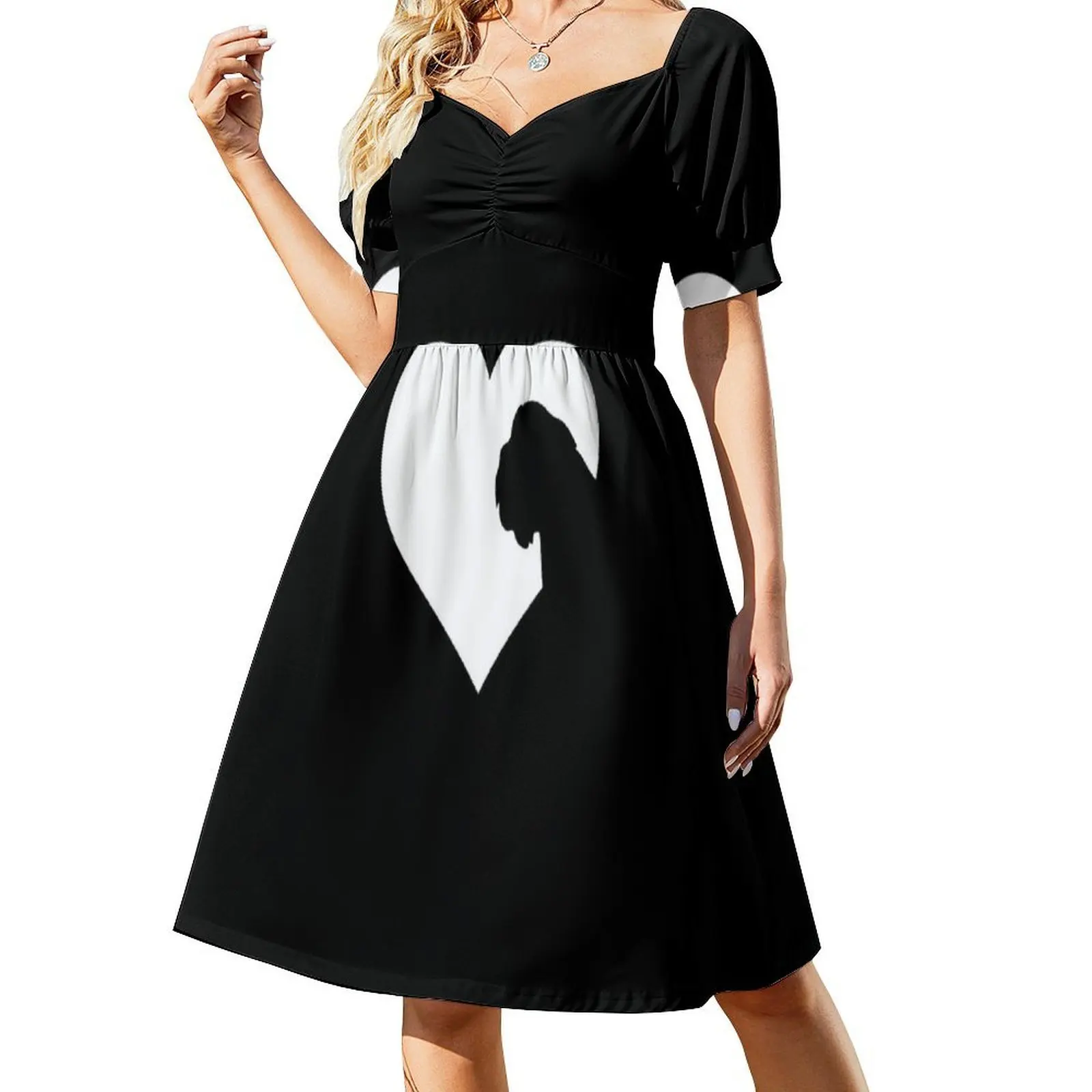 قلب بروكسل غريفون عاشق فستان بصدر مفتوح فستان أنيق للحفلات الصيفية للنساء ذو لونين بروكسل غريفون #2