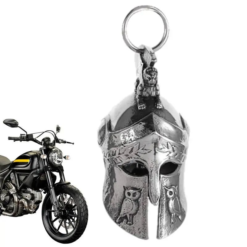 Retro Motorcycle Bell Roman Warrior Helmet Charm Metal Necklace Pendant Good Luck Bells For Scooter Motorcycle Biker Gifts