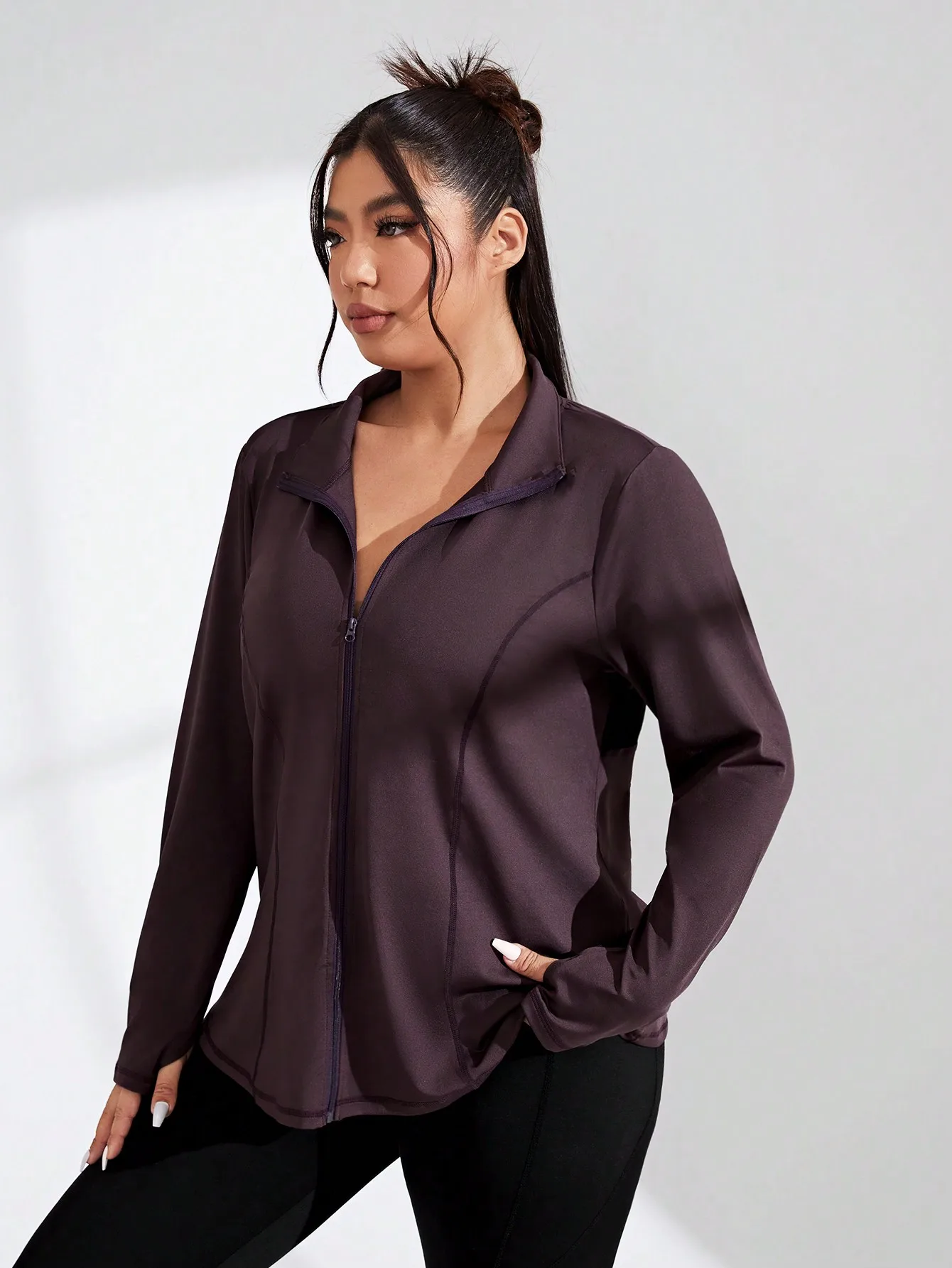 

Спортивная куртка на молнии для женщин больших размеров — легкая спортивная верхняя одежда с полной застежкой-молнией