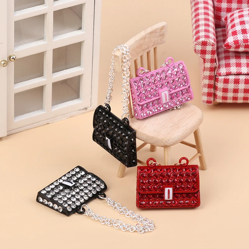 Fashion Creative Doll House Mini Metal Chain Bag Pendulum Doll Bag Miniature Shopping Handbag Clothing Accessories
