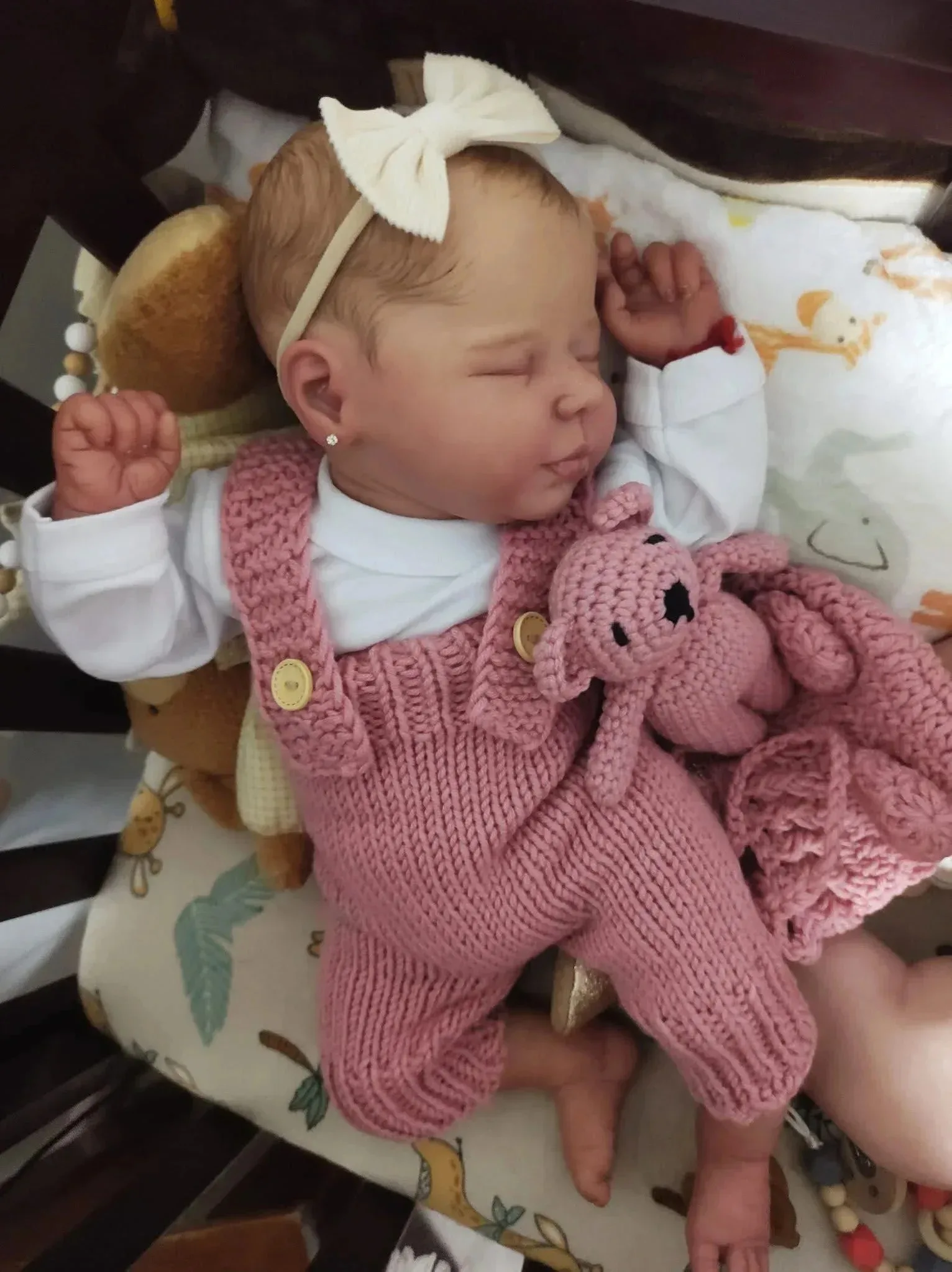 19Inch Valentina Soft Cotton Body Lifelike Sleeping Reborn Doll Multiple Layers Painting With Visible Veins Hand Painted Hair