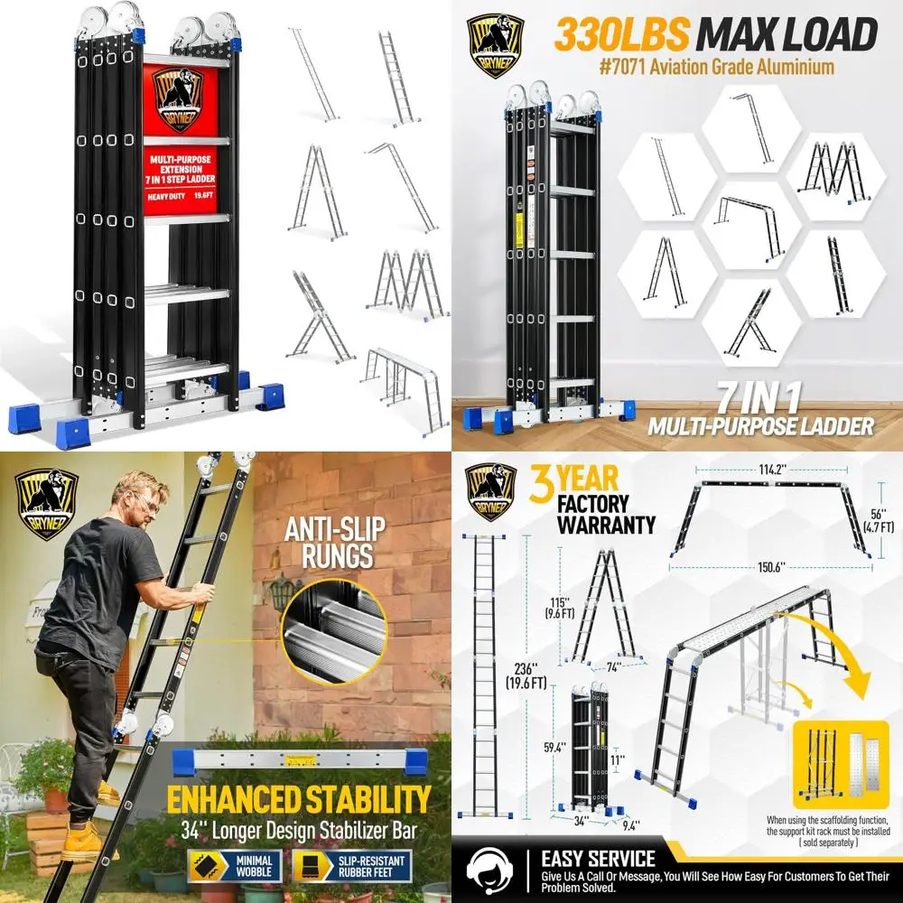 Scala telescopica in alluminio da 5 metri, sezioni da 2,5 m + 2,5 m, scala di estensione multiuso per arrampicata resistente