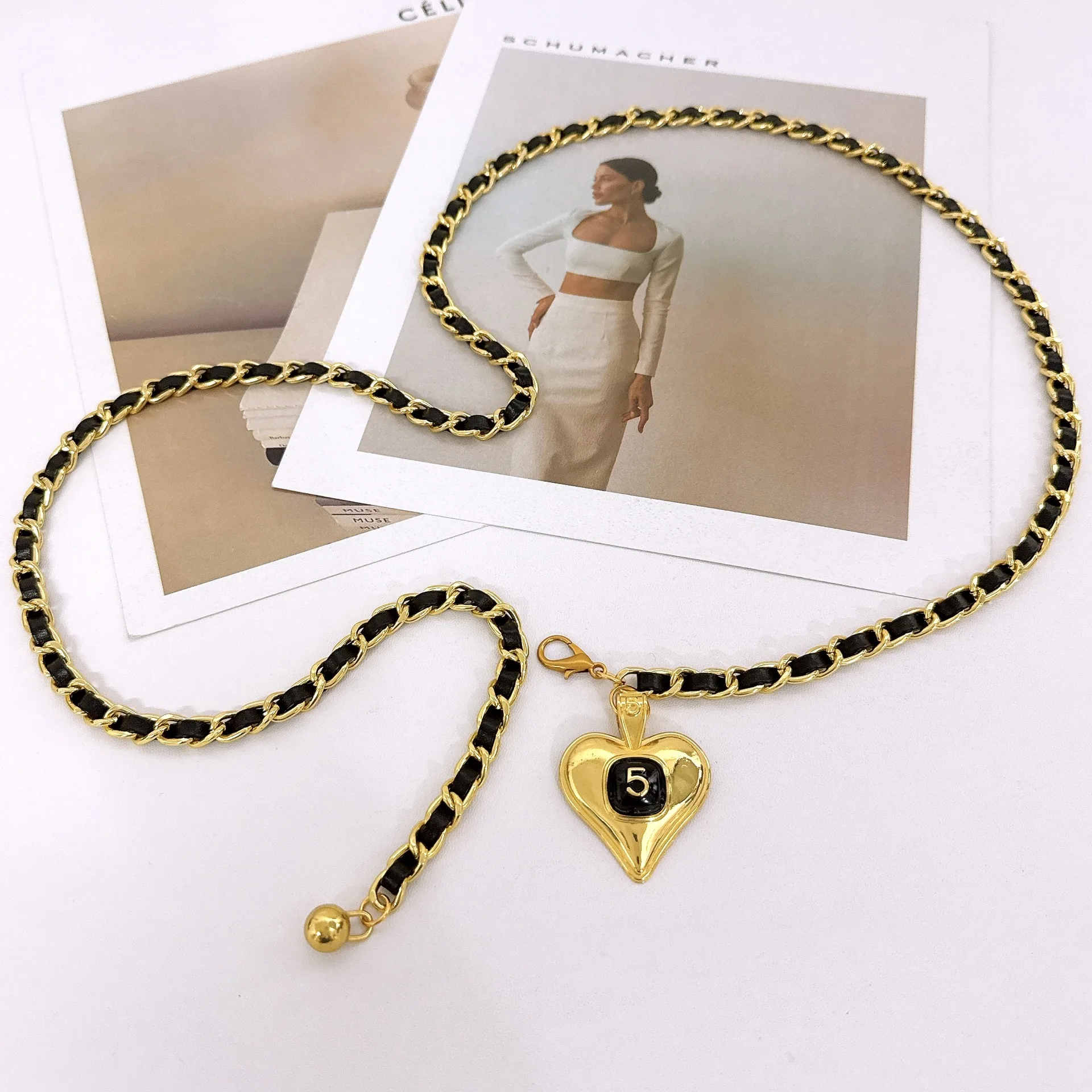 Винтажный тканый пояс-цепочка Love для женщин, роскошный брендовый металлический пояс с подвеской, женские дизайнерские аксессуары-цепочки