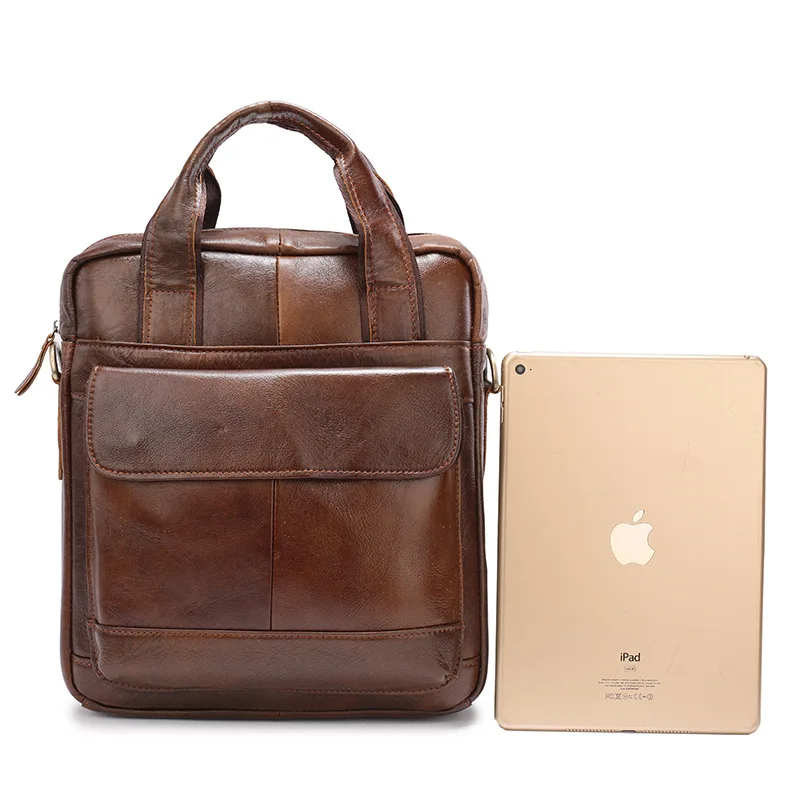 New Vintage Men's Cow Leather Shoulder Bag Large Capacity Male ipad Crossbody Bag For Men