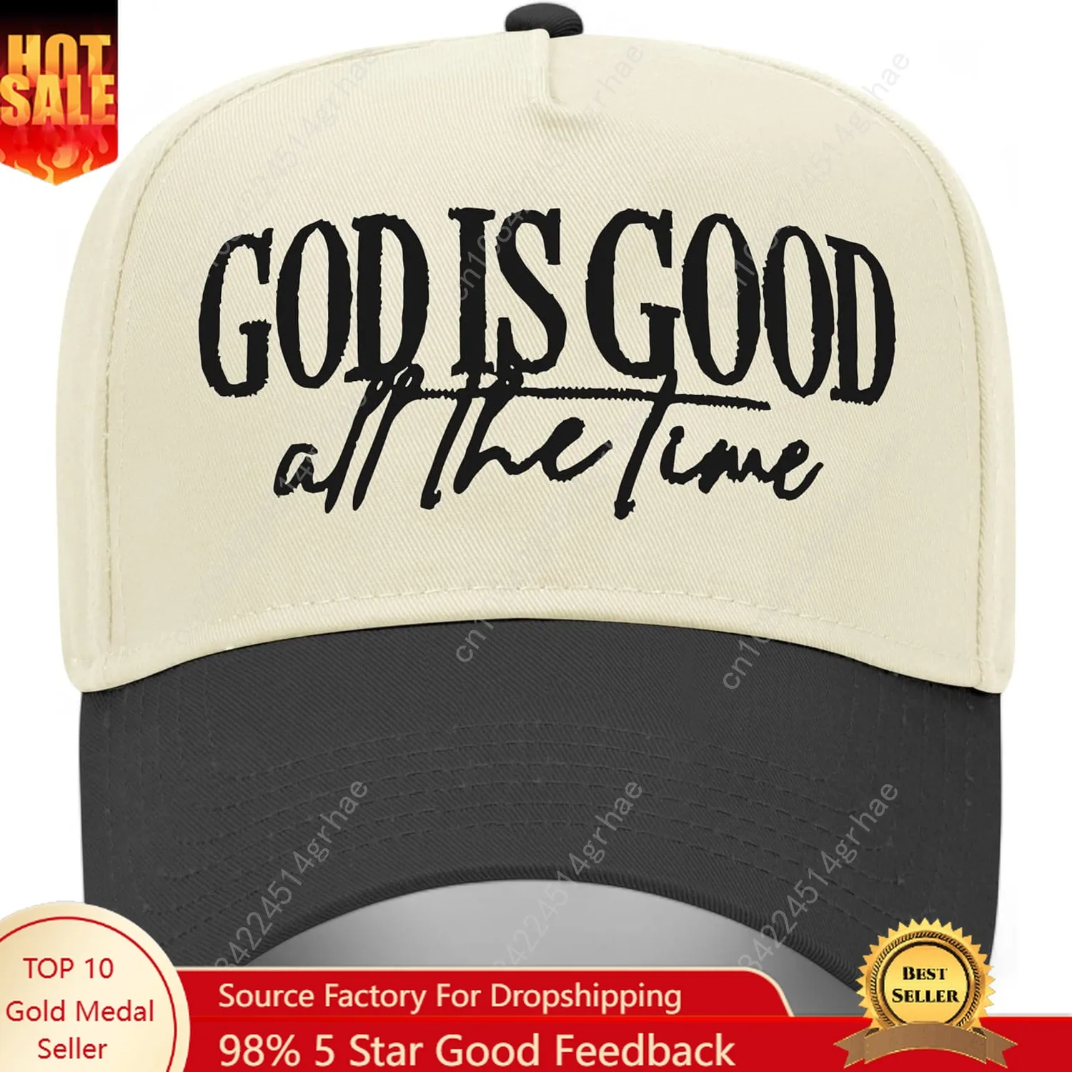 

God is Good All The Time Script Vintage Trucker Hat | Premium Snapback Baseball Hat for Men & Women