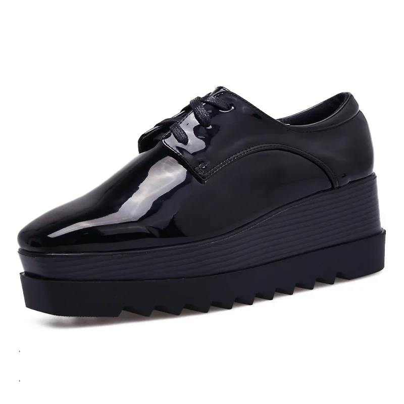 Patent Leather Ballet Flats Shoes Woman 2024 Autumn Casual Female Sneakers Ladies\' Footwear Clogs Platform Square Toe Modis New