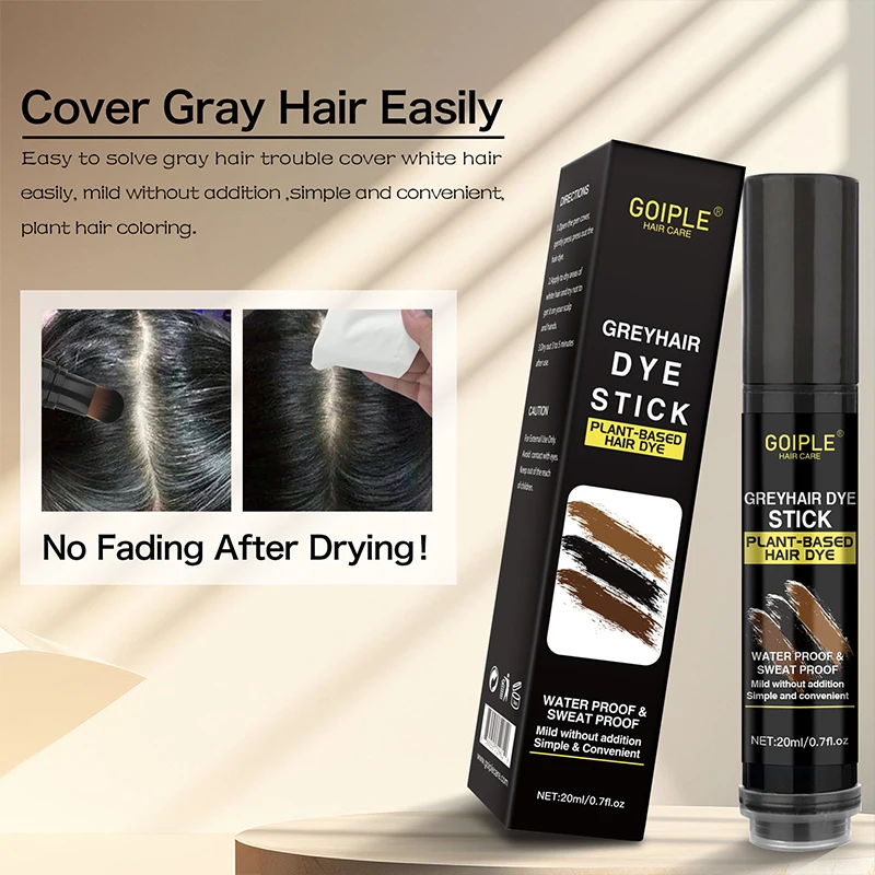 GOIPLE Cover Capelli grigi Touch Up Stick Copertura rapida Penna colorante per radici Correttore grigio temporaneo Stick tinta pizzo impermeabile e resistente al sudore