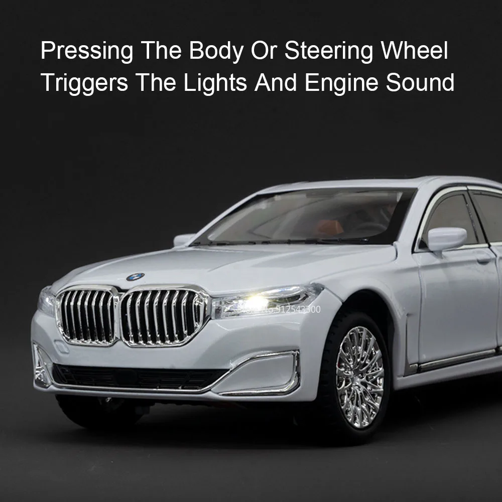 Modelo de coche de juguete M8 a escala 1:24, 760LI, fundido a presión, puertas con luz de sonido, vehículos abiertos con absorción de impacto, modelos, regalos para niños