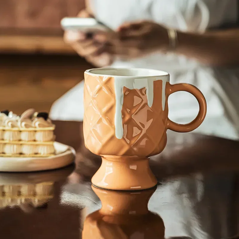 

High Value Ice Cream Mug Girls Ceramic Creative Goblet Household Water Breakfast Cup Coffee Cup