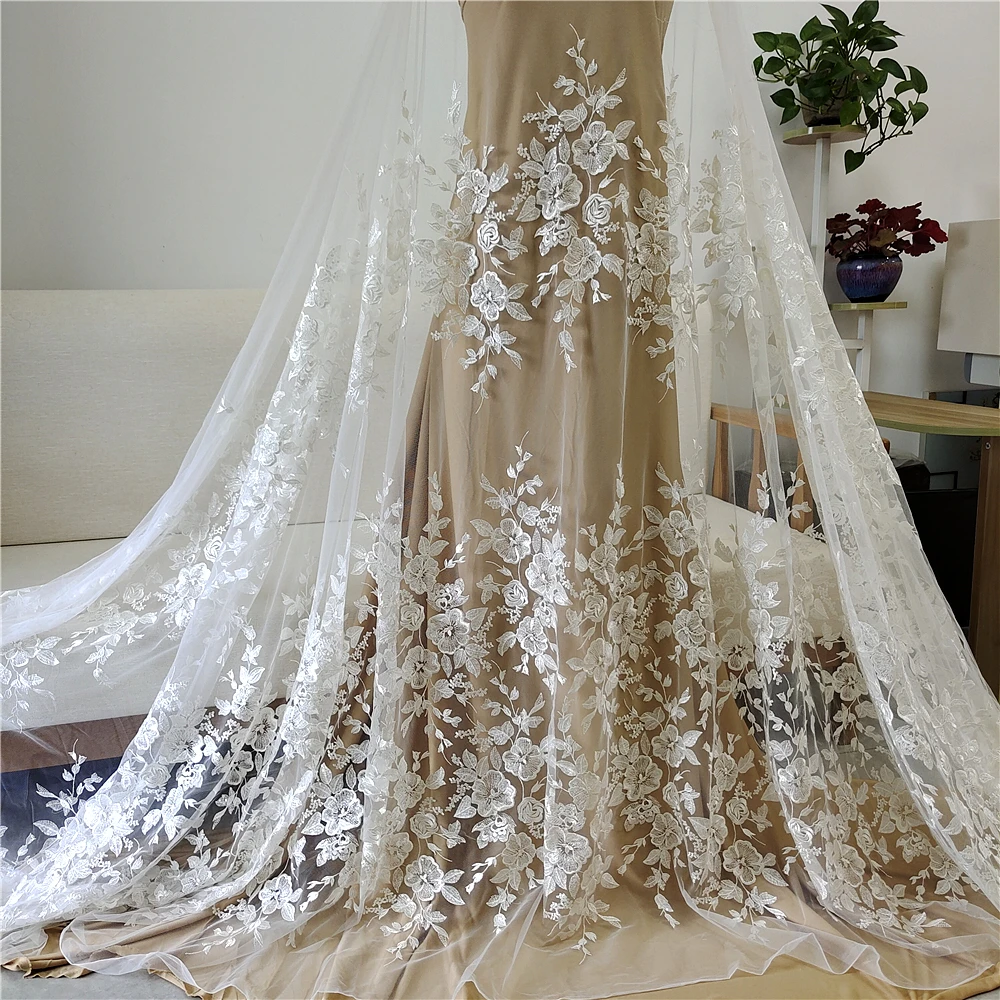 Wedding Dress Curtain Tablecloth Cheongsam White Handmade DIY Lace Fabric