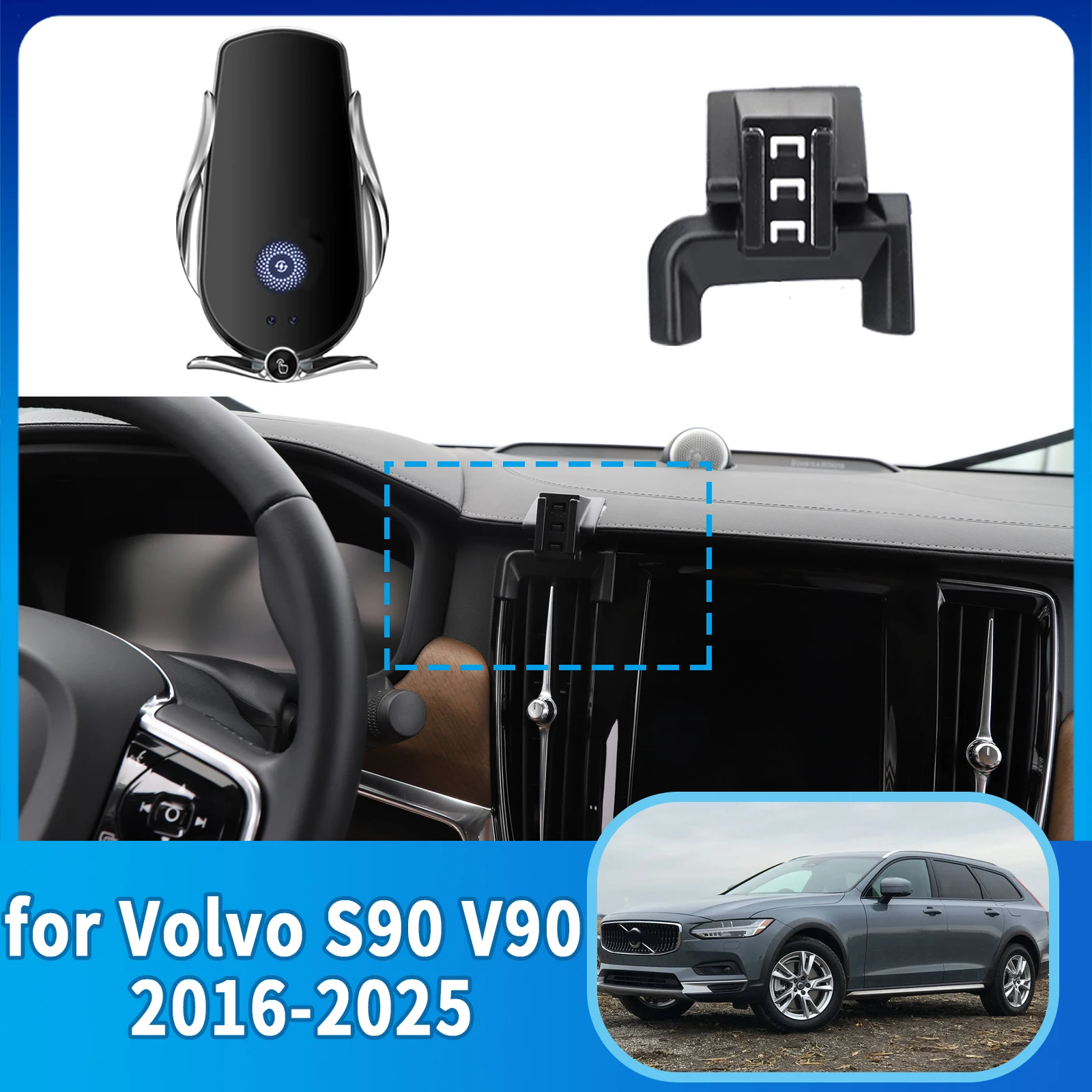 

Car Mobile Phone Holder GPS Bracket for Volvo S90 V90 2016~2025 360 Navigation Stand Auto Accessories
