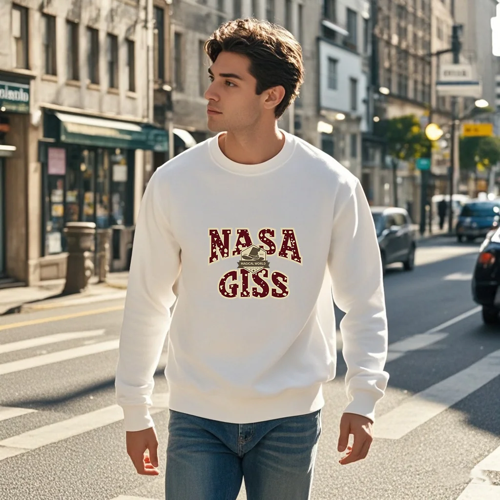 Hoodie Plush thickened Men Women's O-Neck Sports Quality Winter 'NASA GISS' Letters print Cotton Casual Long Sleeve Clothing