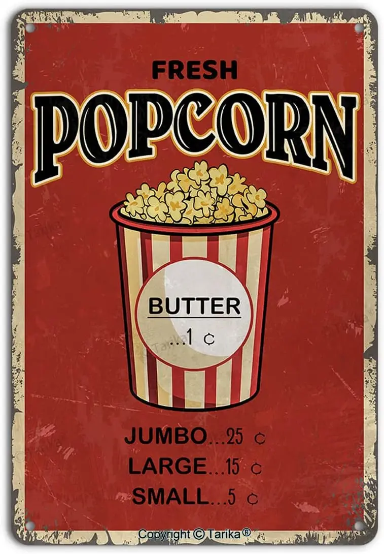 Butter Popcorn Vintage Metal Tin Sign Poster Aluminum Sign Decor For Home Bar Diner Pub Club Cafe Retro Wall Art Decoration e