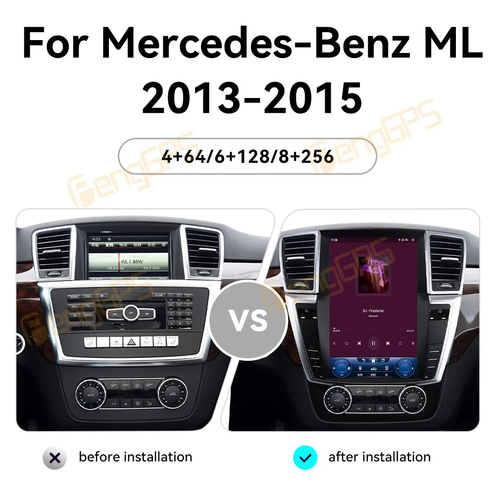 12.1 Inch Android 11 CarPlay Car Radio For Mercedes Benz ML 2013-2015 AI Touch Screen Multimedia Player Car Navigation DSP BT 4G